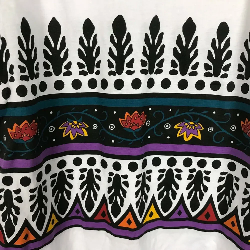 Vintage Prince‎ Tennis Blouse Shirt Womens Size M Short Sleeve Floral Multicolor